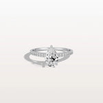 1CT Pear Cut Lab Grown Diamond Engagement Ring With Basket Setting - Rings