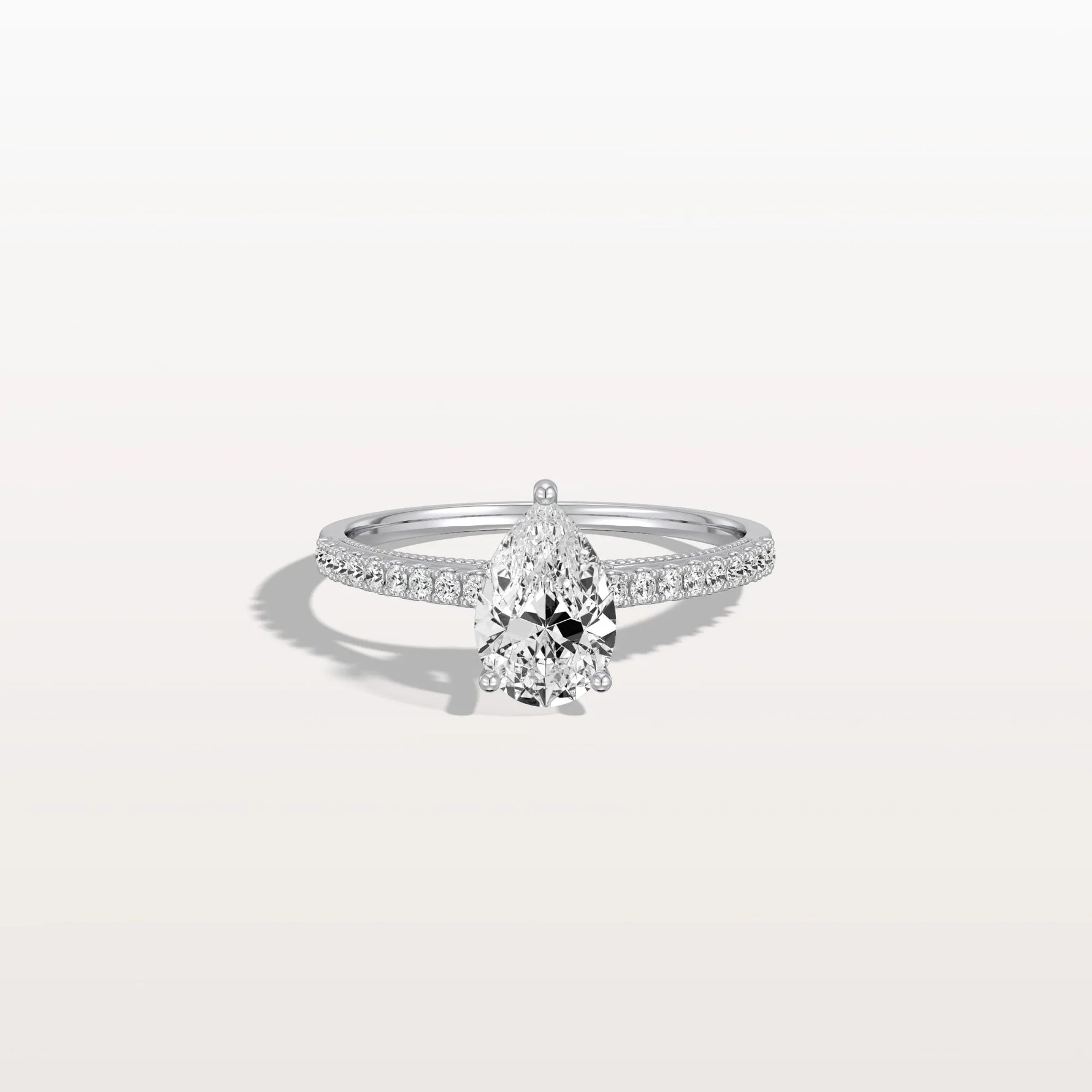 1CT Pear Cut Lab Grown Diamond Engagement Ring With Basket Setting - Rings