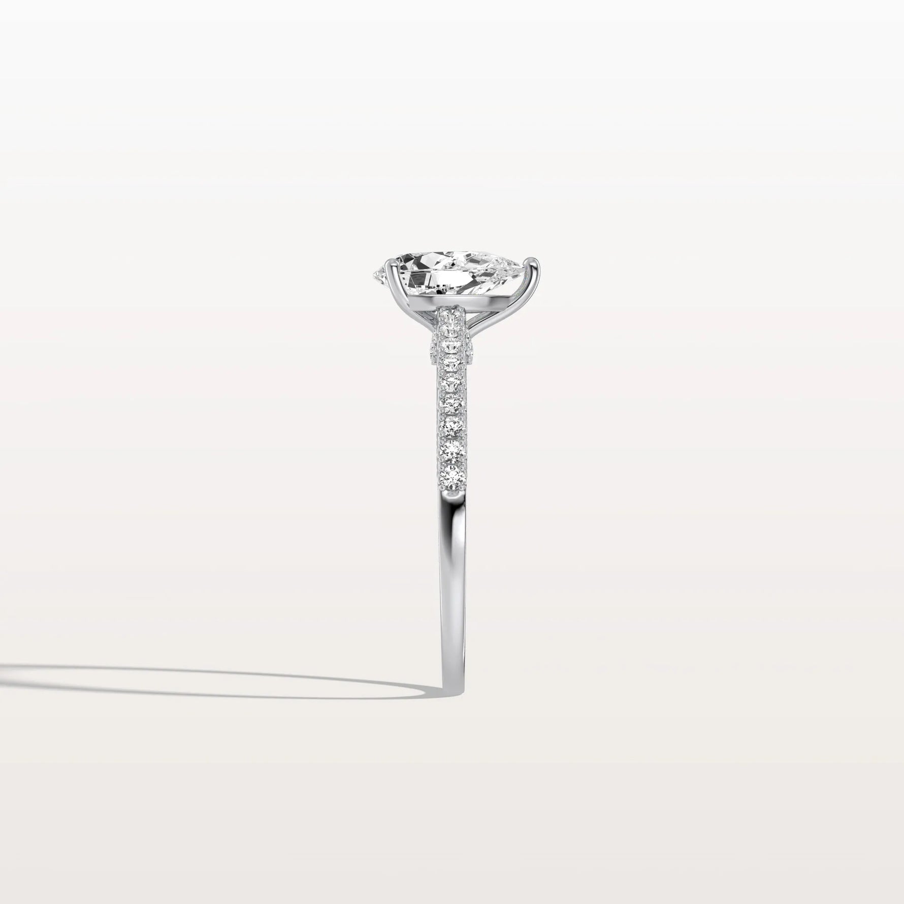 1CT Pear Cut Lab Grown Diamond Engagement Ring With Basket Setting - Rings