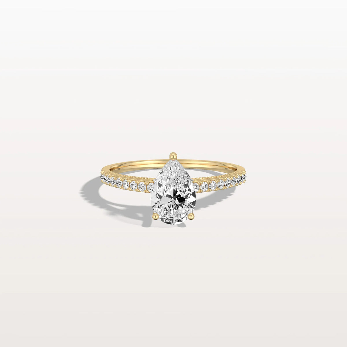 1CT Pear Cut Lab Grown Diamond Engagement Ring With Basket Setting - Rings