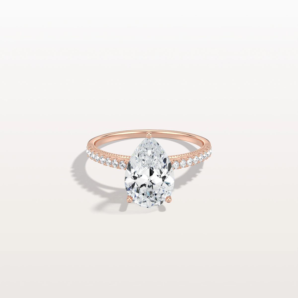 2CT Pear Cut Lab Grown Diamond Engagement Ring With Basket Setting - Rings