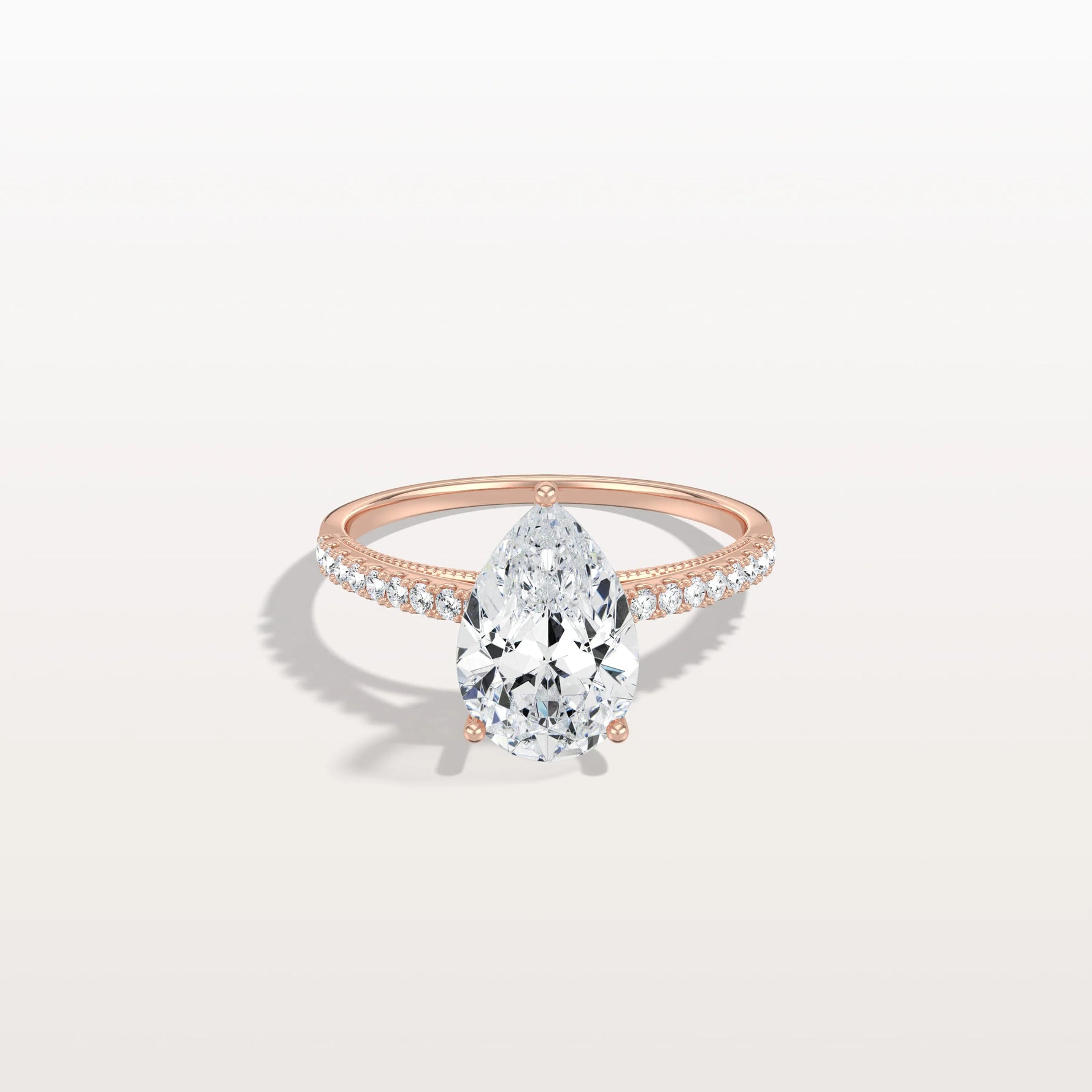 2CT Pear Cut Lab Grown Diamond Engagement Ring With Basket Setting - Rings