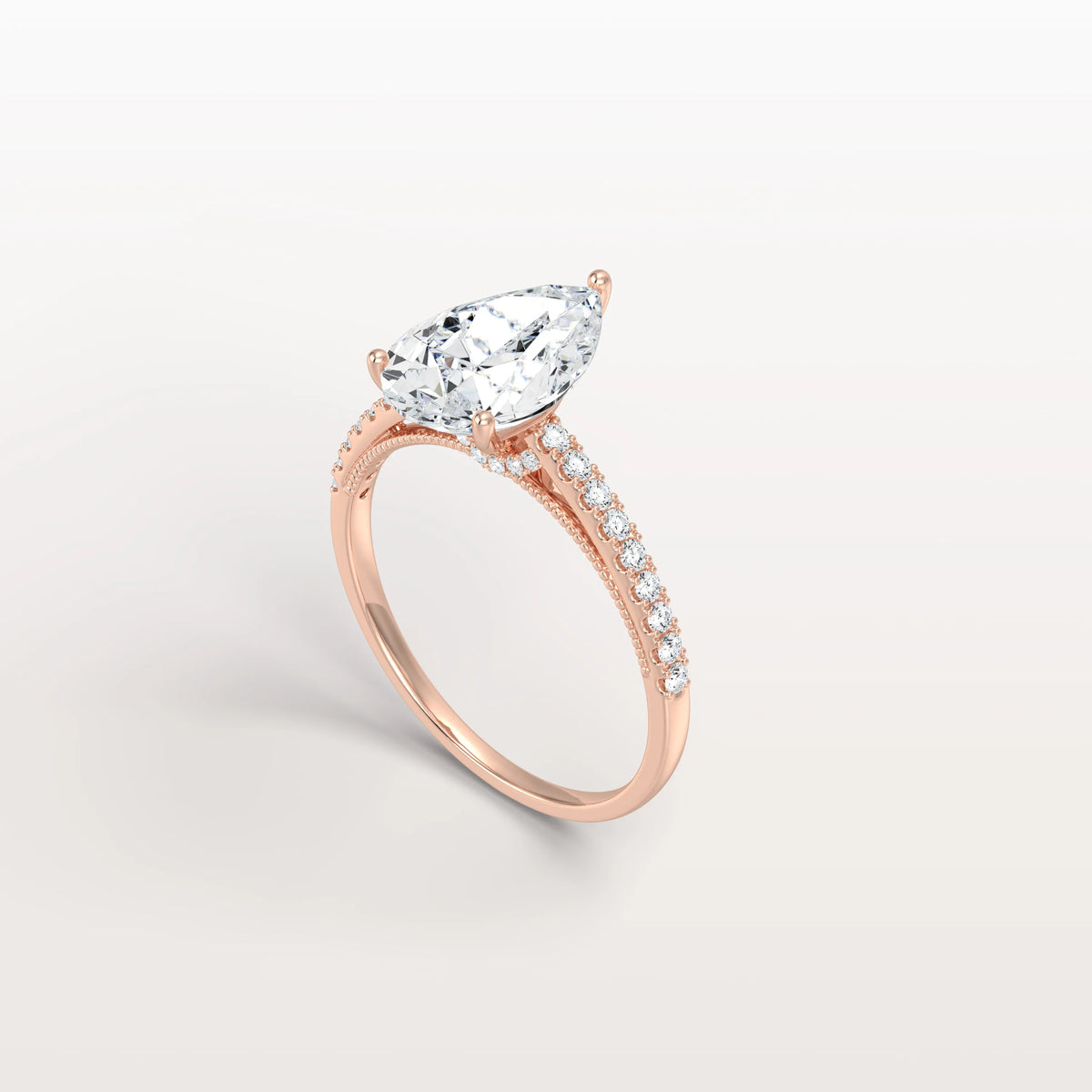 2CT Pear Cut Lab Grown Diamond Engagement Ring With Basket Setting - Rings