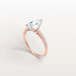 2CT Pear Cut Lab Grown Diamond Engagement Ring With Basket Setting - Rings