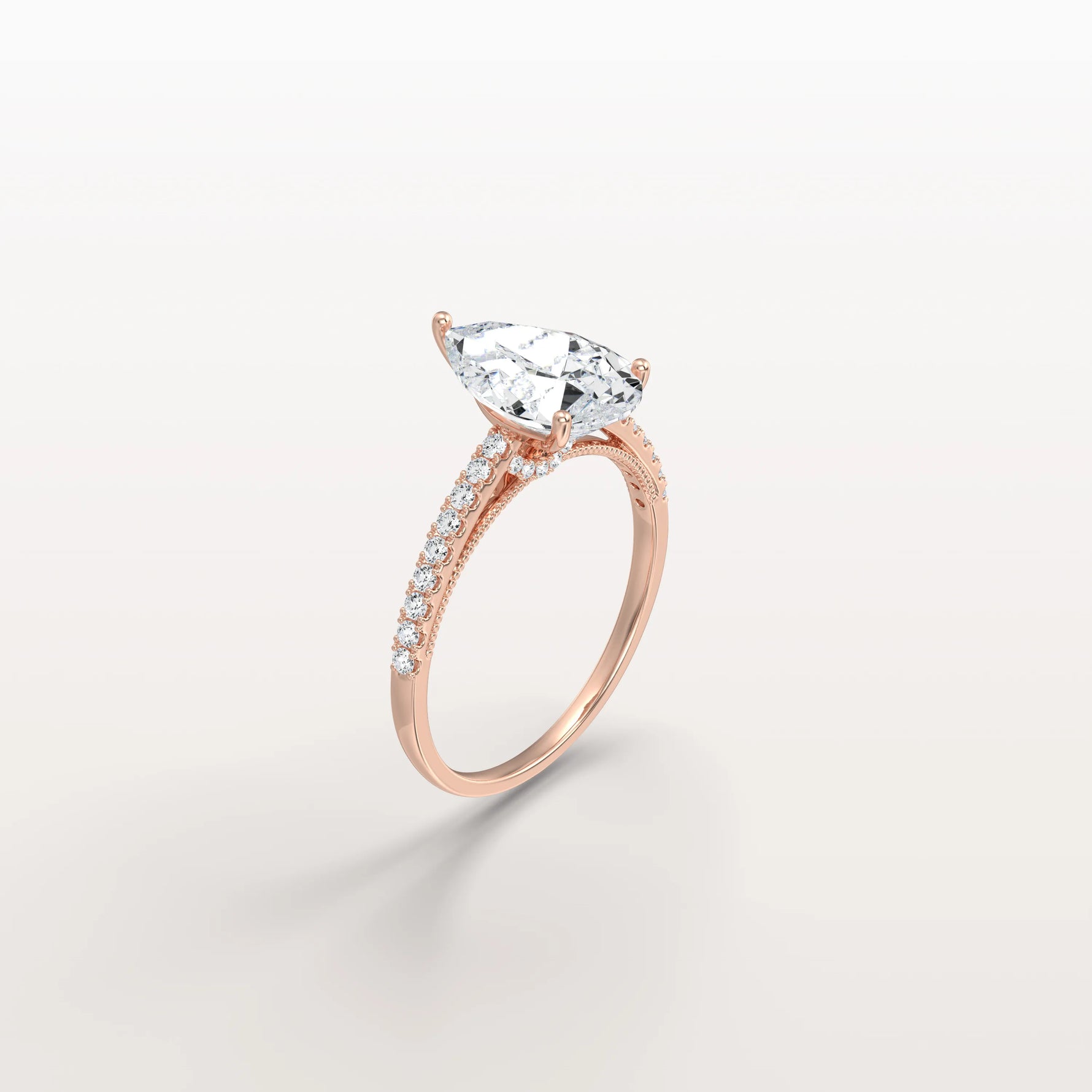 2CT Pear Cut Lab Grown Diamond Engagement Ring With Basket Setting - Rings