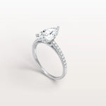 2CT Pear Cut Lab Grown Diamond Engagement Ring With Basket Setting - Rings