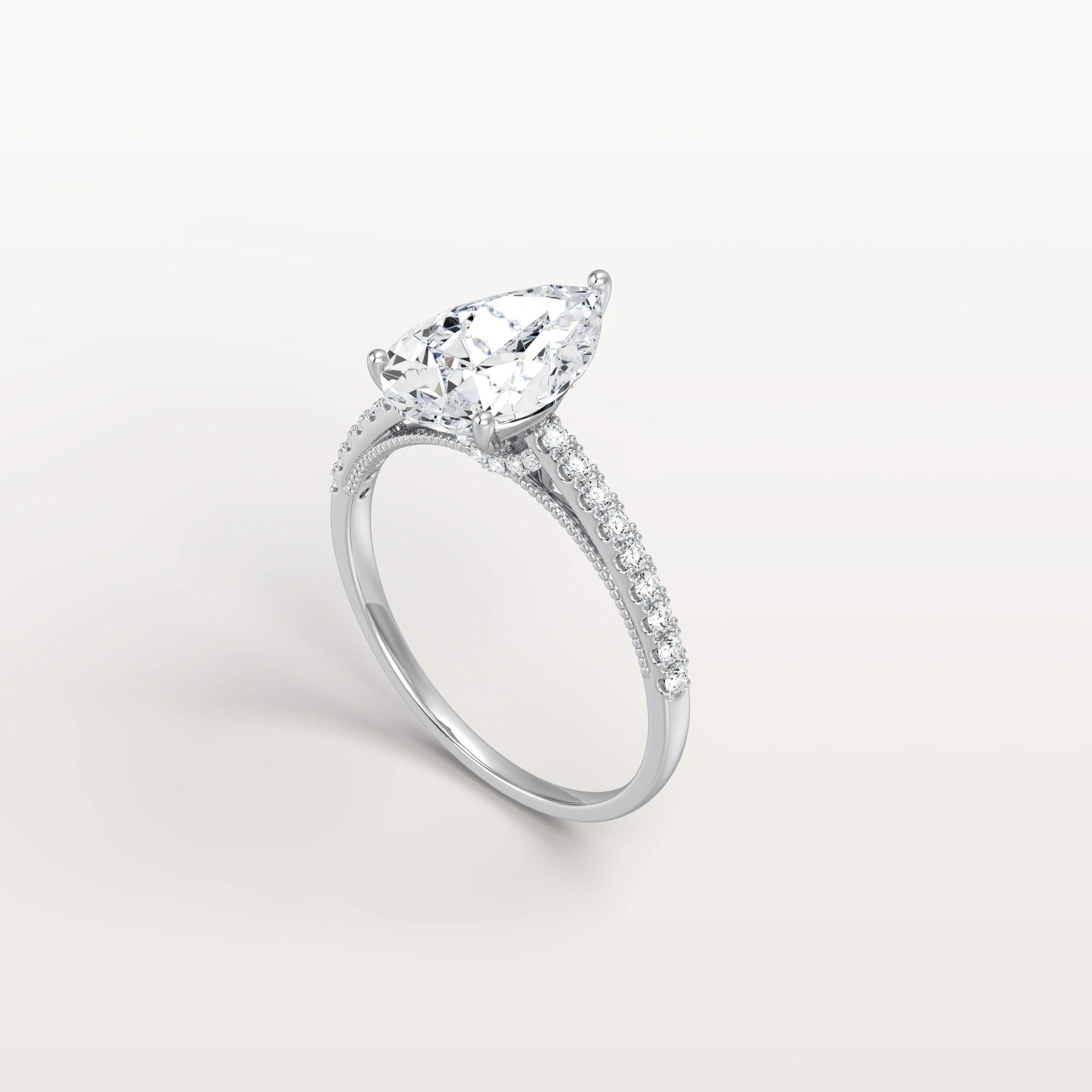 2CT Pear Cut Lab Grown Diamond Engagement Ring With Basket Setting - Rings