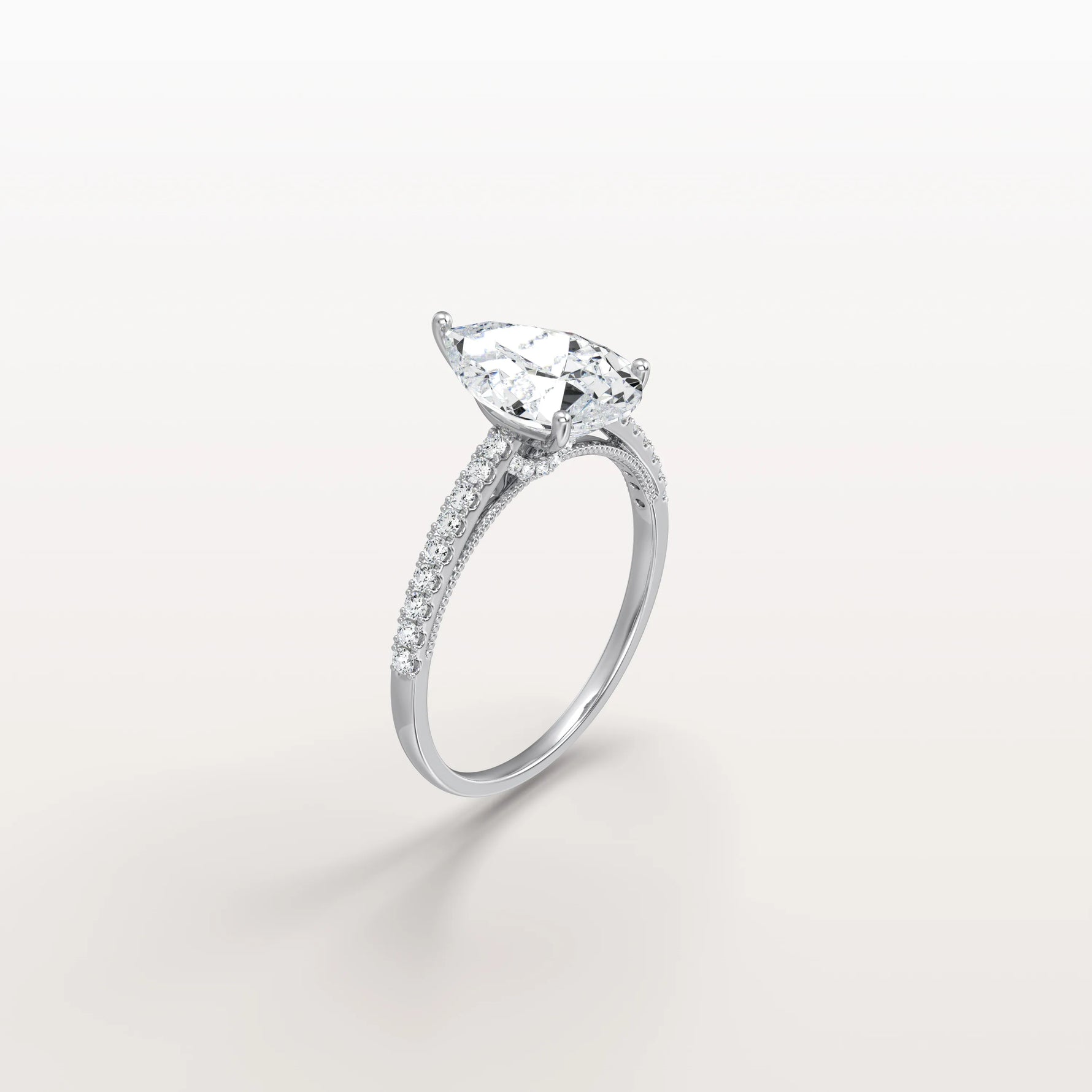 2CT Pear Cut Lab Grown Diamond Engagement Ring With Basket Setting - Rings