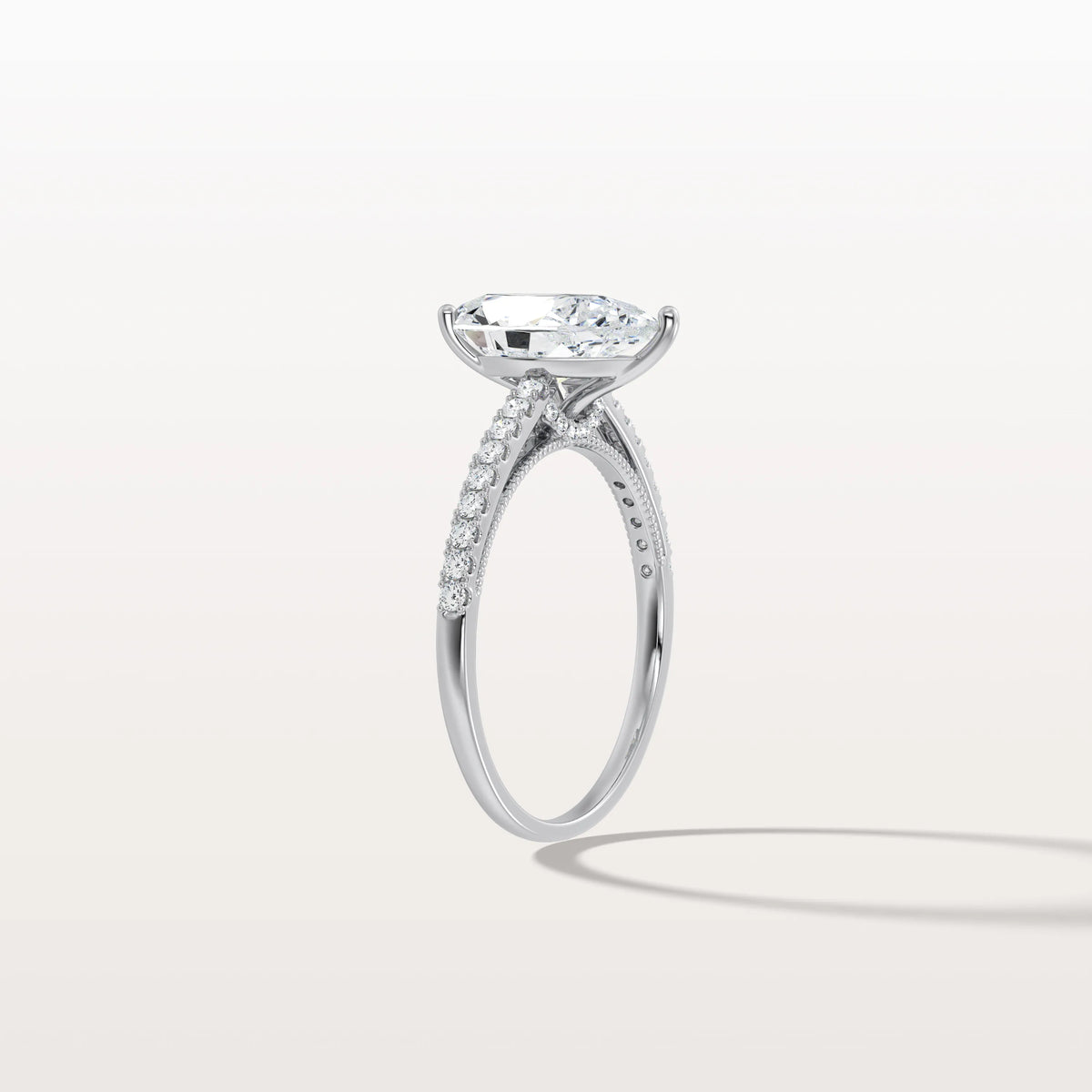 2CT Pear Cut Lab Grown Diamond Engagement Ring With Basket Setting - Rings