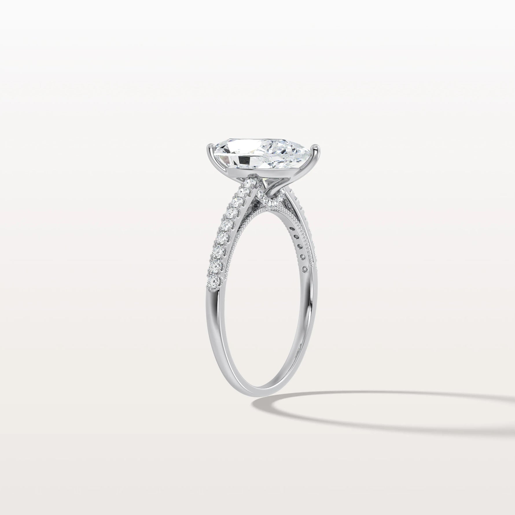2CT Pear Cut Lab Grown Diamond Engagement Ring With Basket Setting - Rings