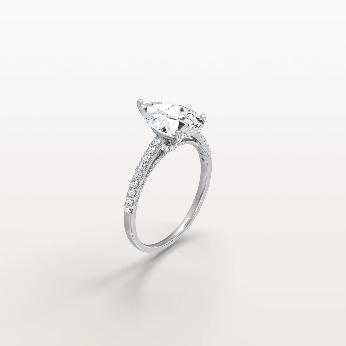 2CT Pear Cut Lab Grown Diamond Engagement Ring With Basket Setting - Rings