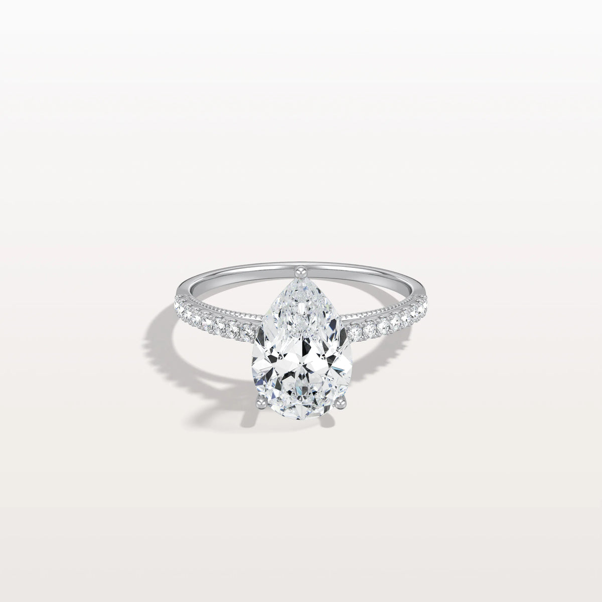 2CT Pear Cut Lab Grown Diamond Engagement Ring With Basket Setting - Rings