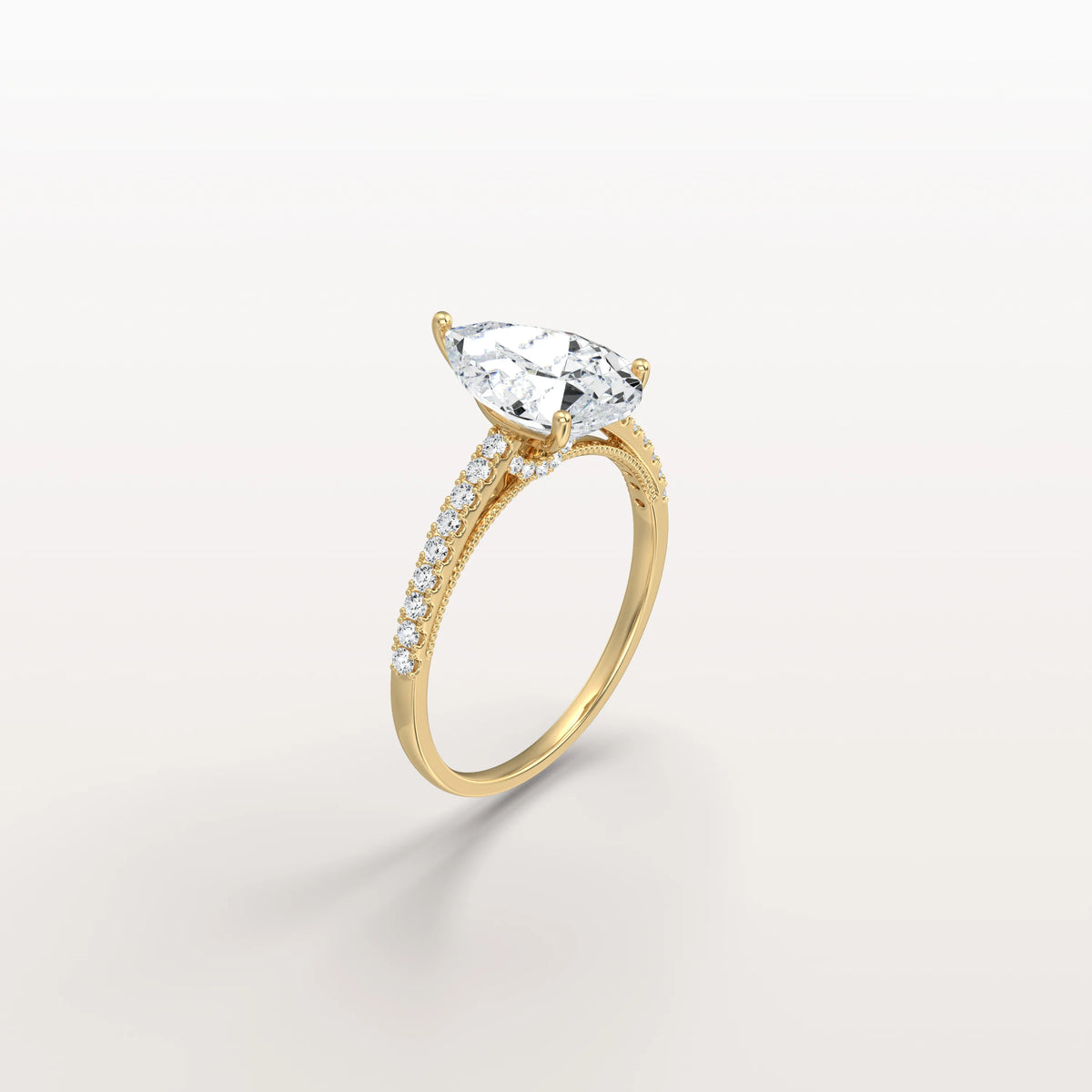 2CT Pear Cut Lab Grown Diamond Engagement Ring With Basket Setting - Rings