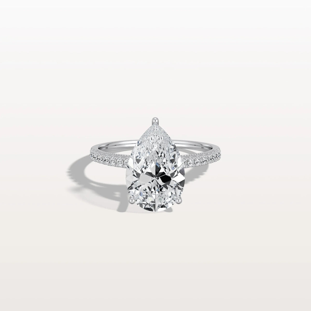 3CT Pear Cut Lab Grown Diamond Engagement Ring With Basket Setting - Rings