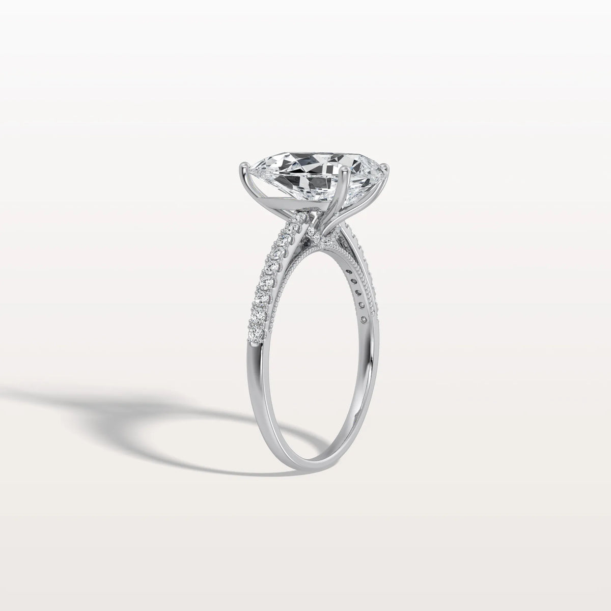 3CT Pear Cut Lab Grown Diamond Engagement Ring With Basket Setting - Rings