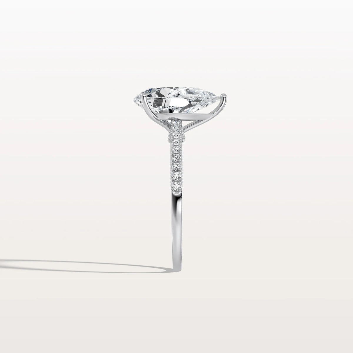 3CT Pear Cut Lab Grown Diamond Engagement Ring With Basket Setting - Rings