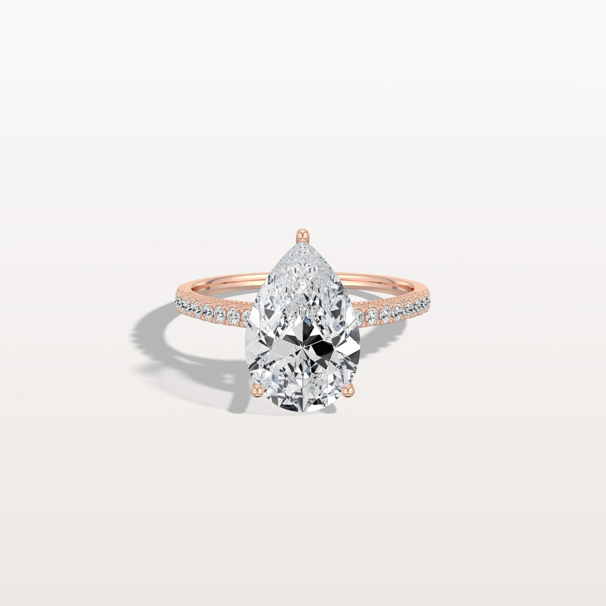 3CT Pear Cut Lab Grown Diamond Engagement Ring With Basket Setting - Rings
