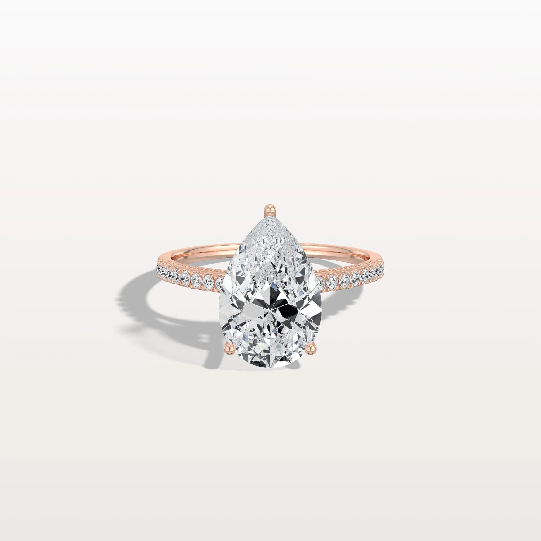 3CT Pear Cut Lab Grown Diamond Engagement Ring With Basket Setting - Rings