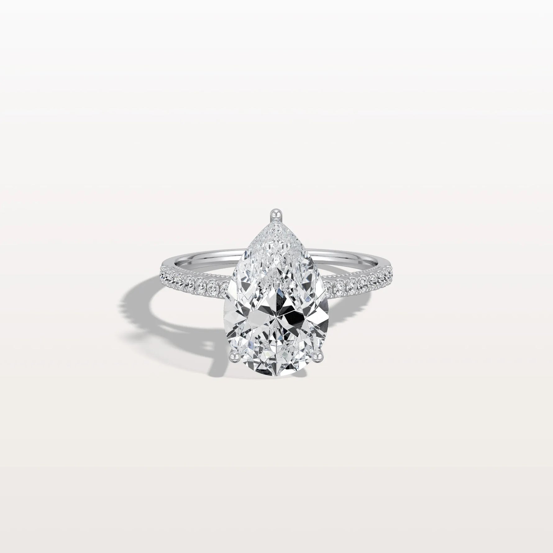 3CT Pear Cut Lab Grown Diamond Engagement Ring With Basket Setting - Rings