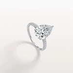 3CT Pear Cut Lab Grown Diamond Engagement Ring With Basket Setting - Rings