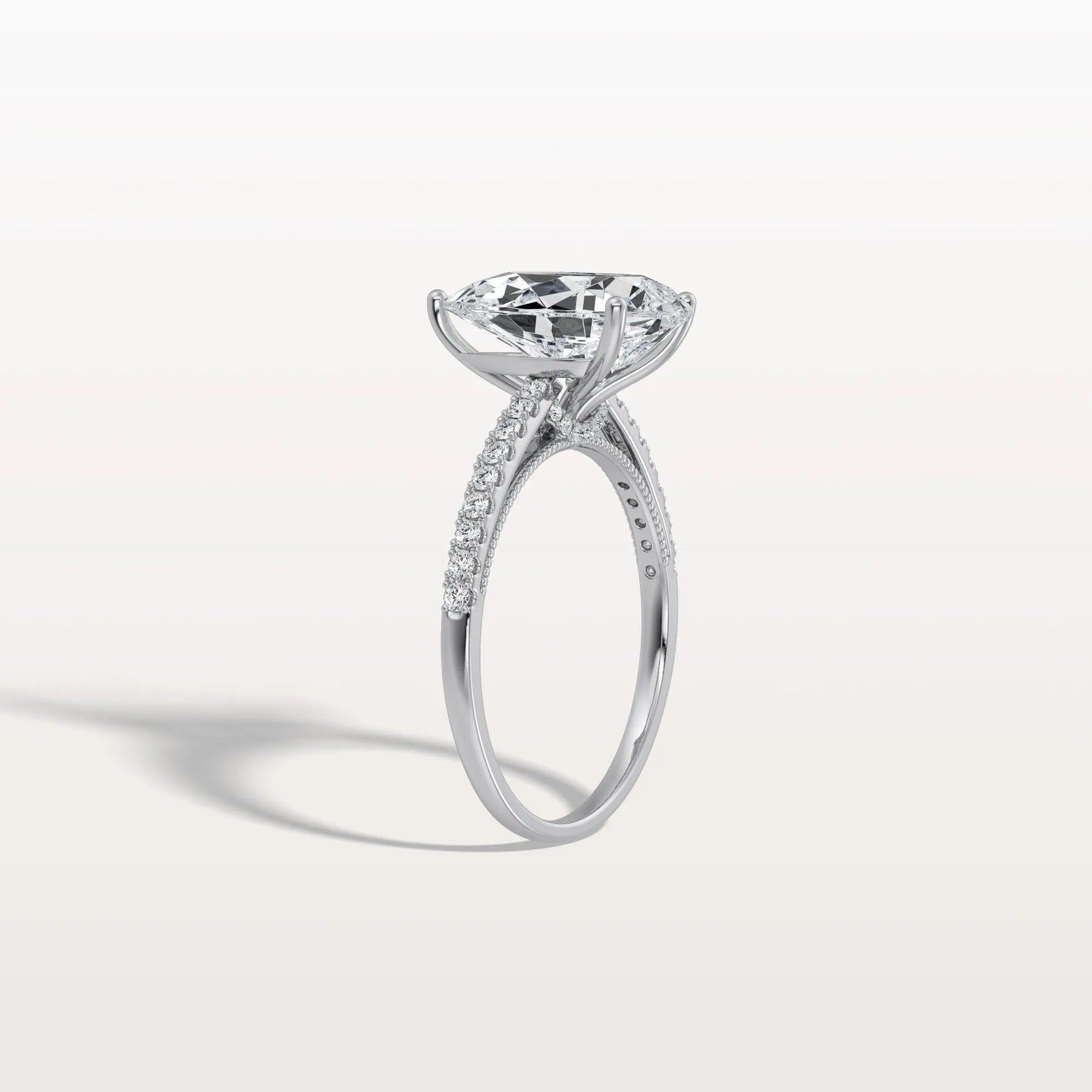 3CT Pear Cut Lab Grown Diamond Engagement Ring With Basket Setting - Rings