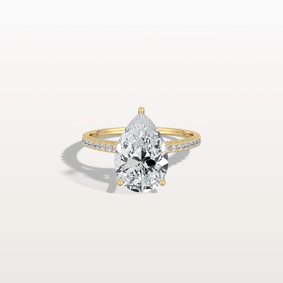 3CT Pear Cut Lab Grown Diamond Engagement Ring With Basket Setting - Rings