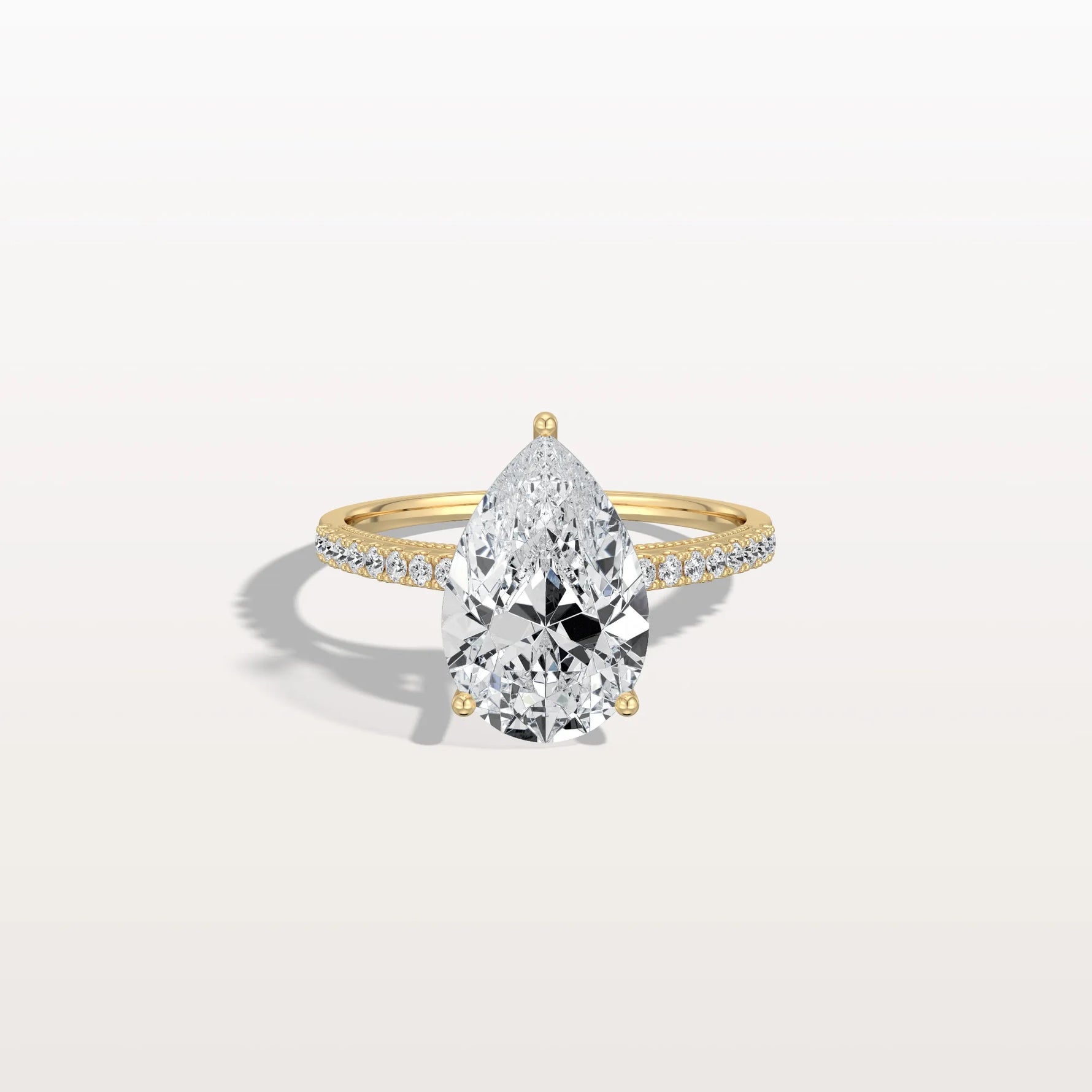 3CT Pear Cut Lab Grown Diamond Engagement Ring With Basket Setting - Rings