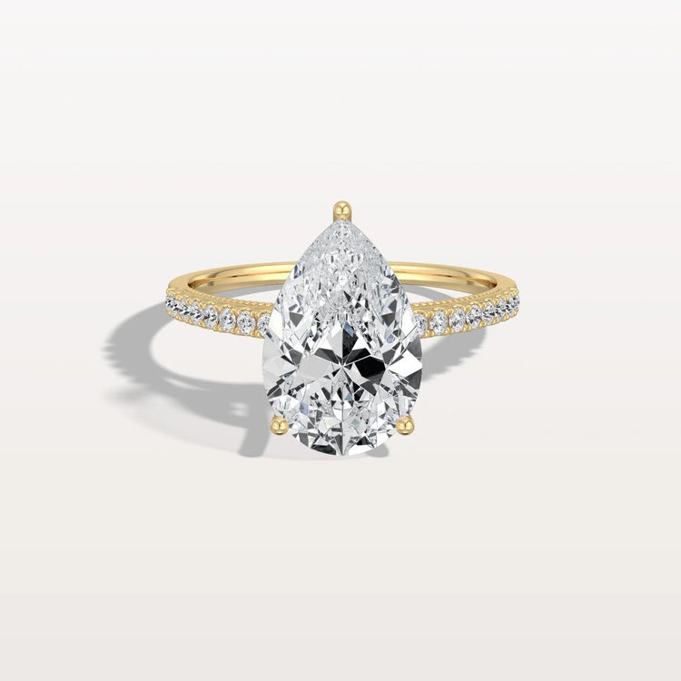 3CT Pear Cut Lab Grown Diamond Engagement Ring With Basket Setting - Rings