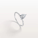 1 CT Lab Grown Pear Engagement Ring with Hidden Halo - Rings