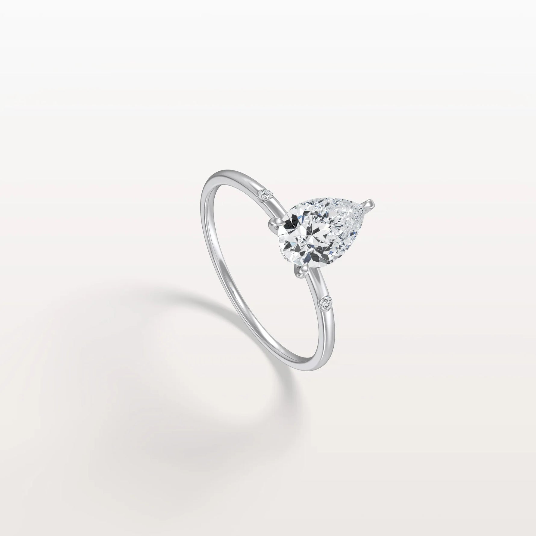 1 CT Lab Grown Pear Engagement Ring with Hidden Halo - Rings