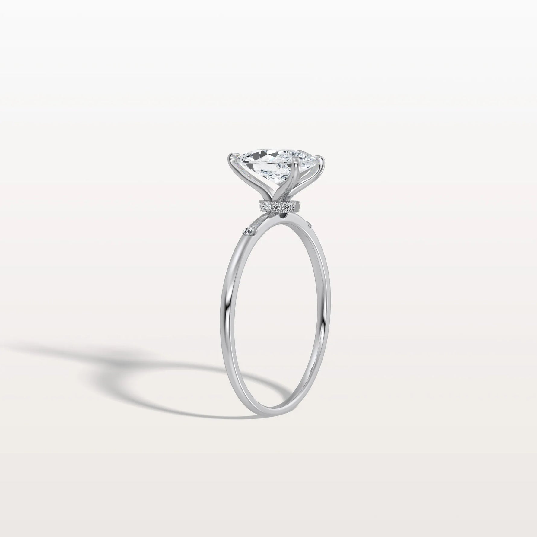 1 CT Lab Grown Pear Engagement Ring with Hidden Halo - Rings