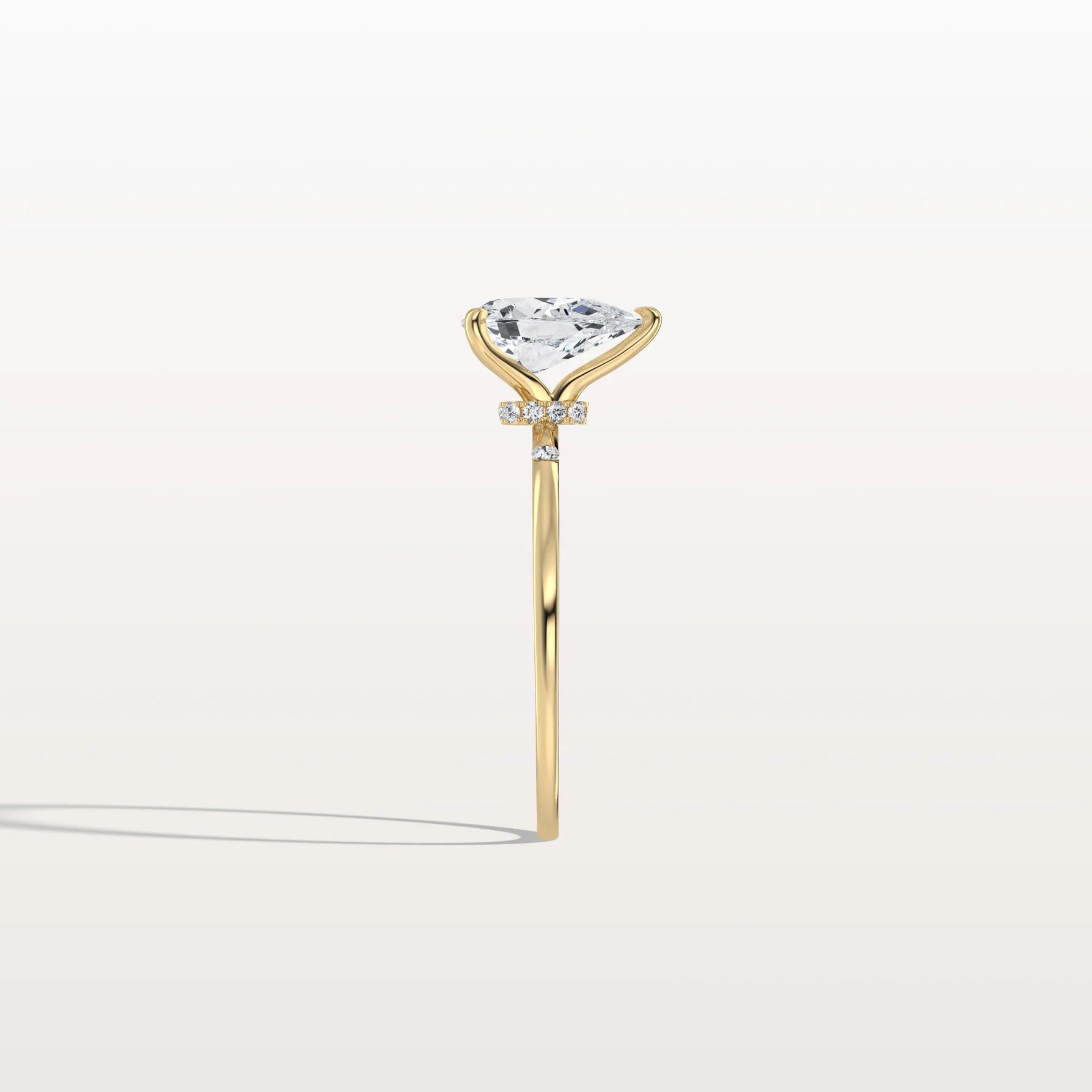 1 CT Lab Grown Pear Engagement Ring with Hidden Halo - Rings