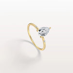 1 CT Lab Grown Pear Engagement Ring with Hidden Halo - Rings