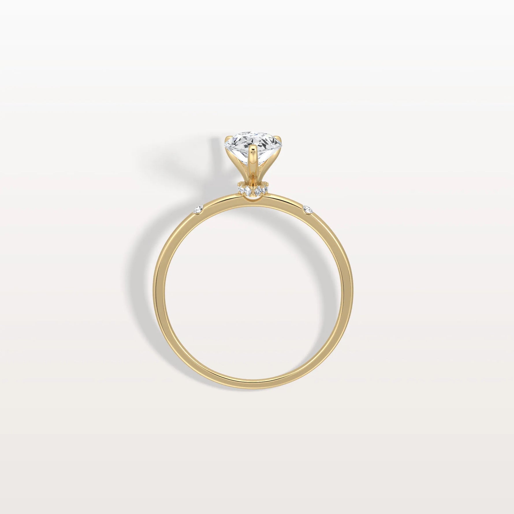 1 CT Lab Grown Pear Engagement Ring with Hidden Halo - Rings
