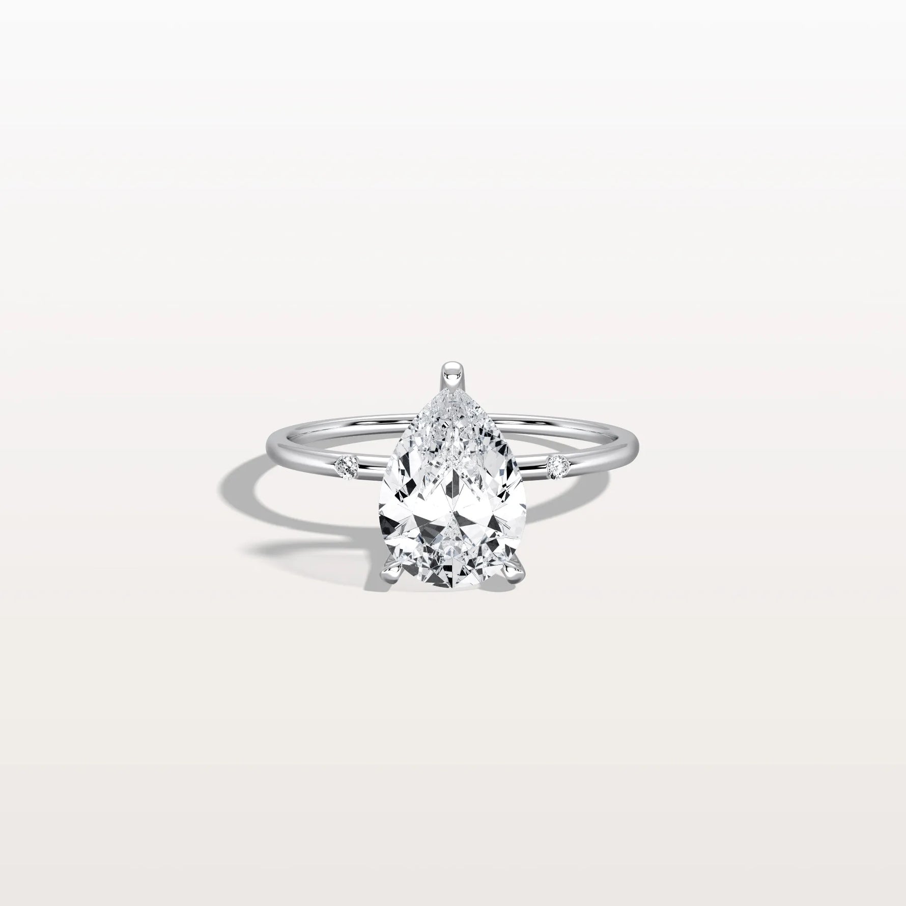 2CT Lab Grown Pear Engagement Ring with Hidden Halo - Rings