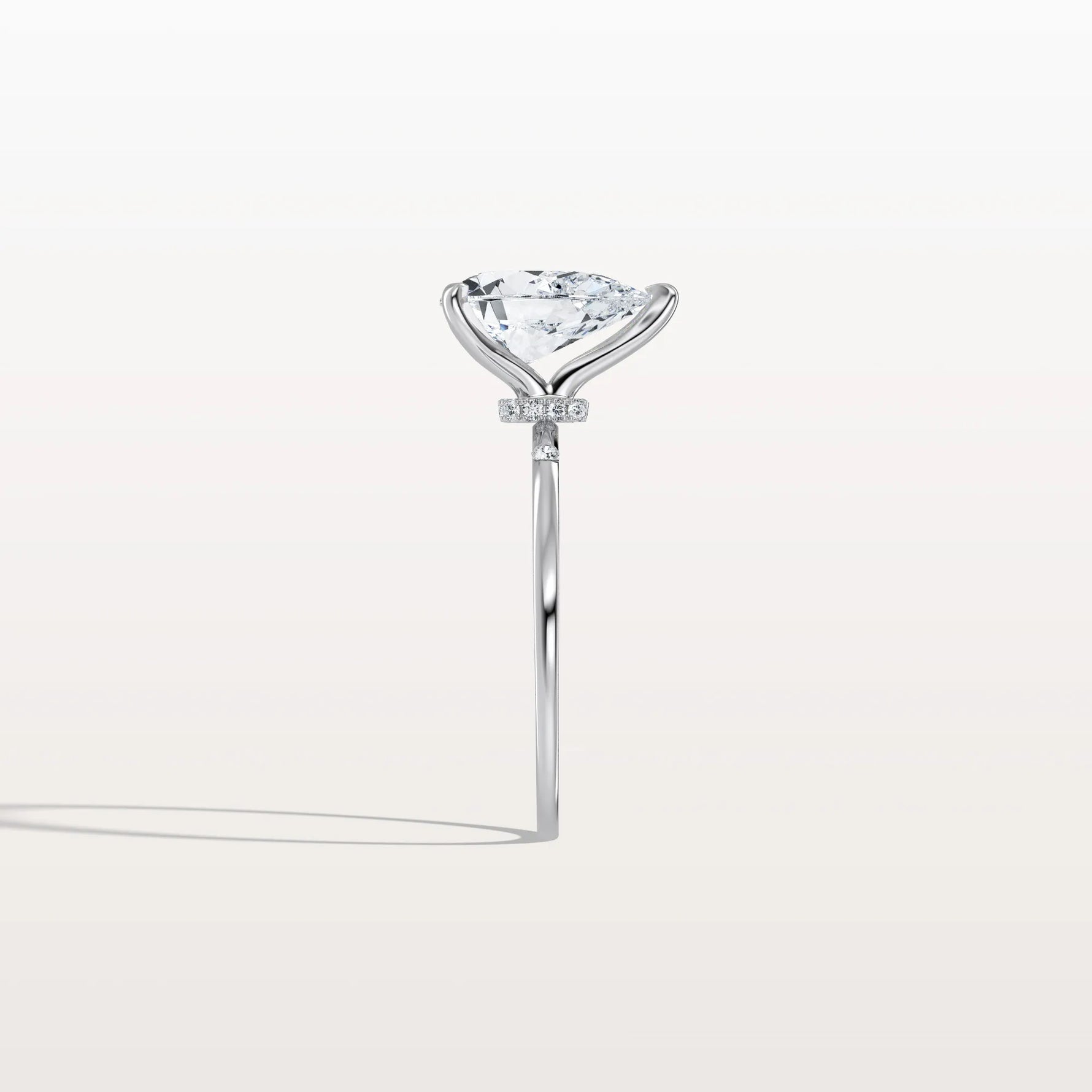 2CT Lab Grown Pear Engagement Ring with Hidden Halo - Rings