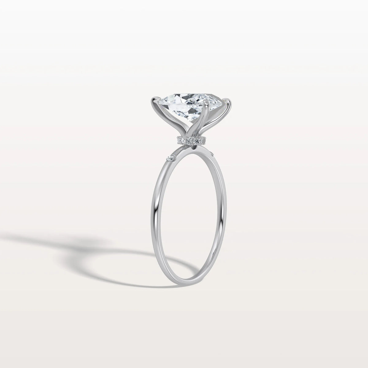 2CT Lab Grown Pear Engagement Ring with Hidden Halo - Rings