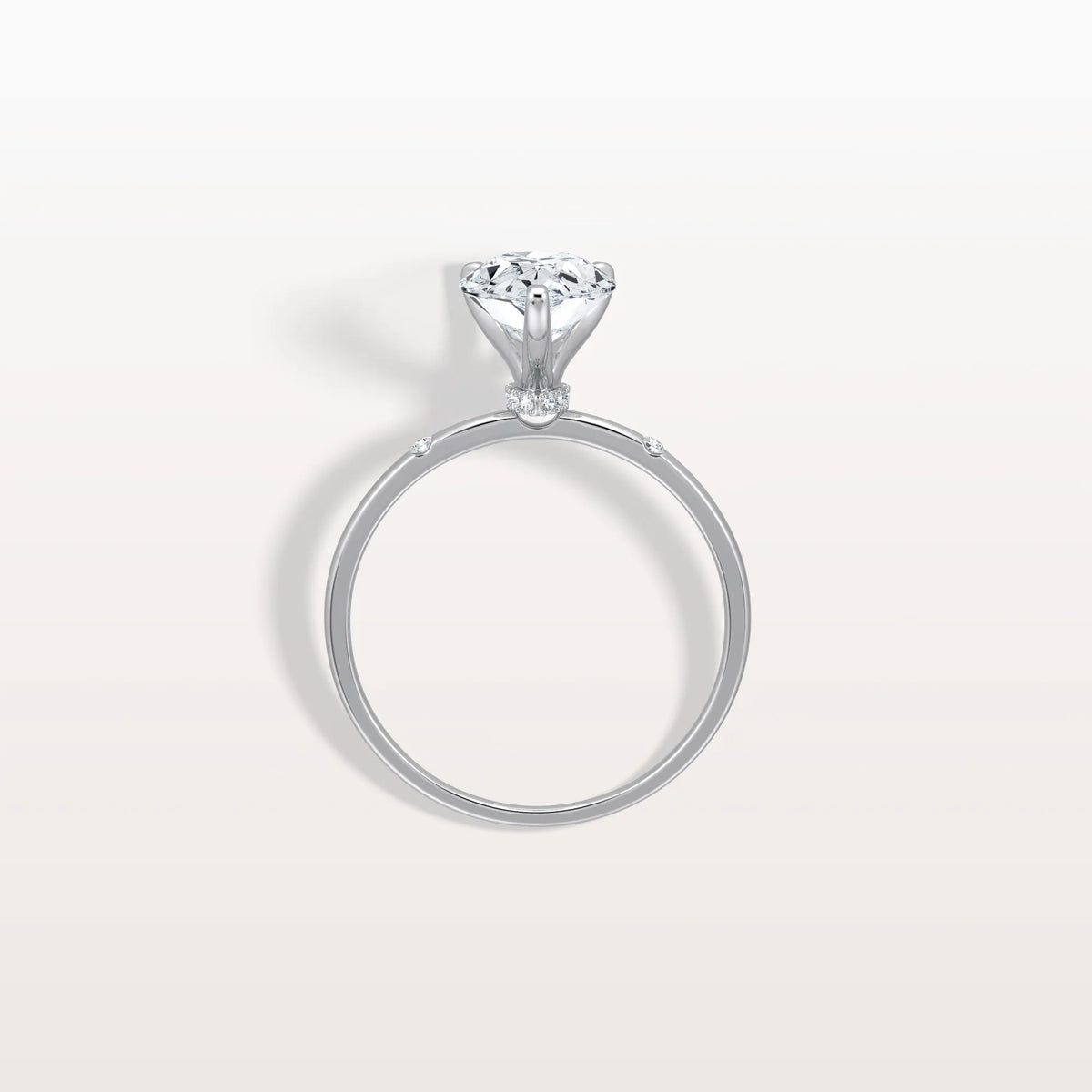 2CT Lab Grown Pear Engagement Ring with Hidden Halo - Rings