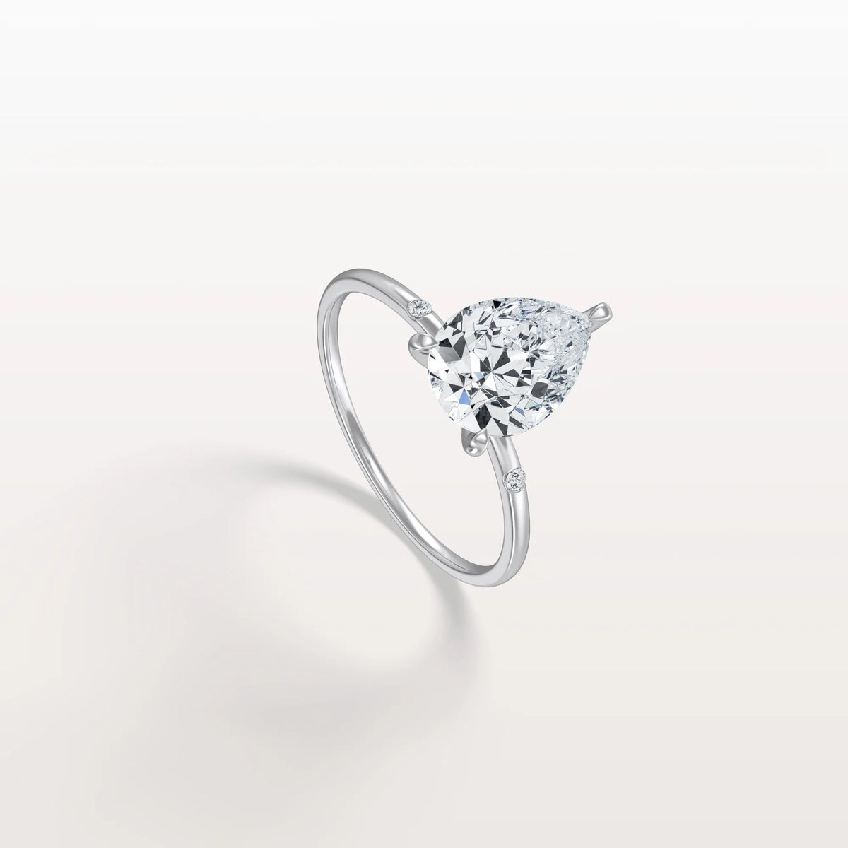 2CT Lab Grown Pear Engagement Ring with Hidden Halo - Rings