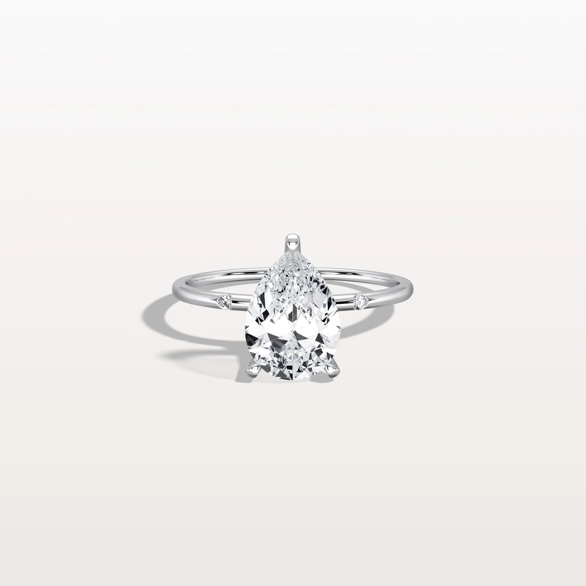 2CT Lab Grown Pear Engagement Ring with Hidden Halo - Rings