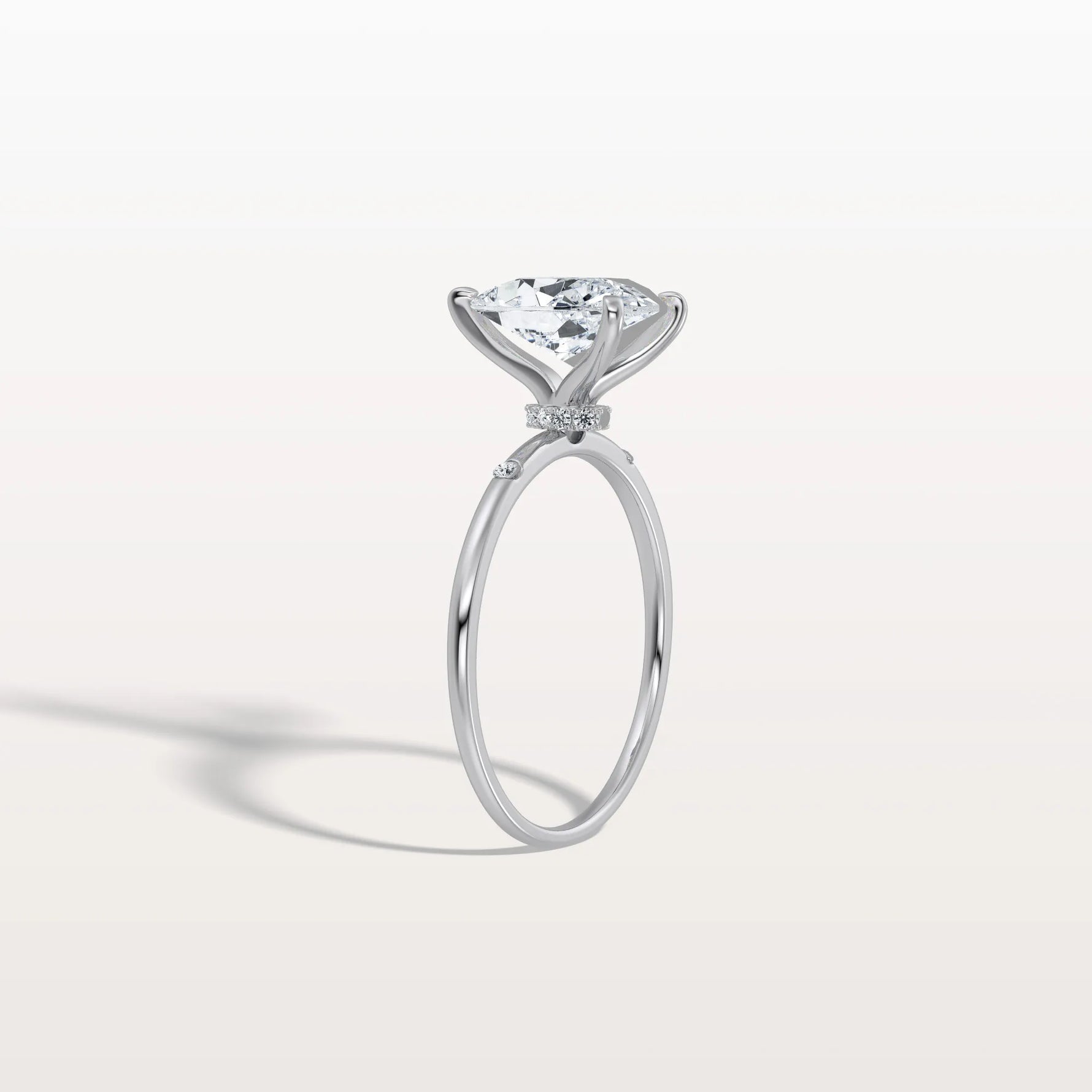 2CT Lab Grown Pear Engagement Ring with Hidden Halo - Rings