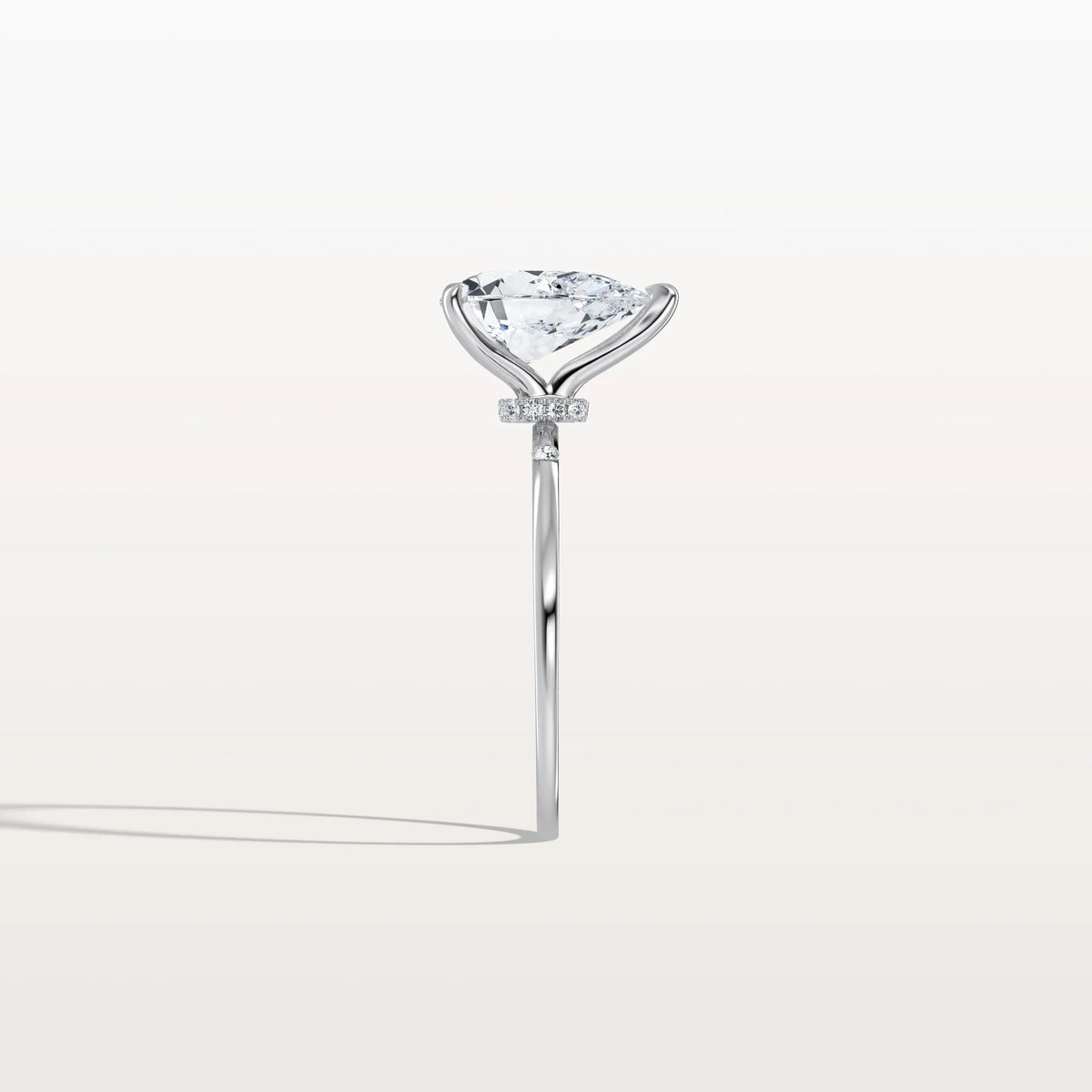 2CT Lab Grown Pear Engagement Ring with Hidden Halo - Rings