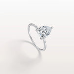 2CT Lab Grown Pear Engagement Ring with Hidden Halo - Rings