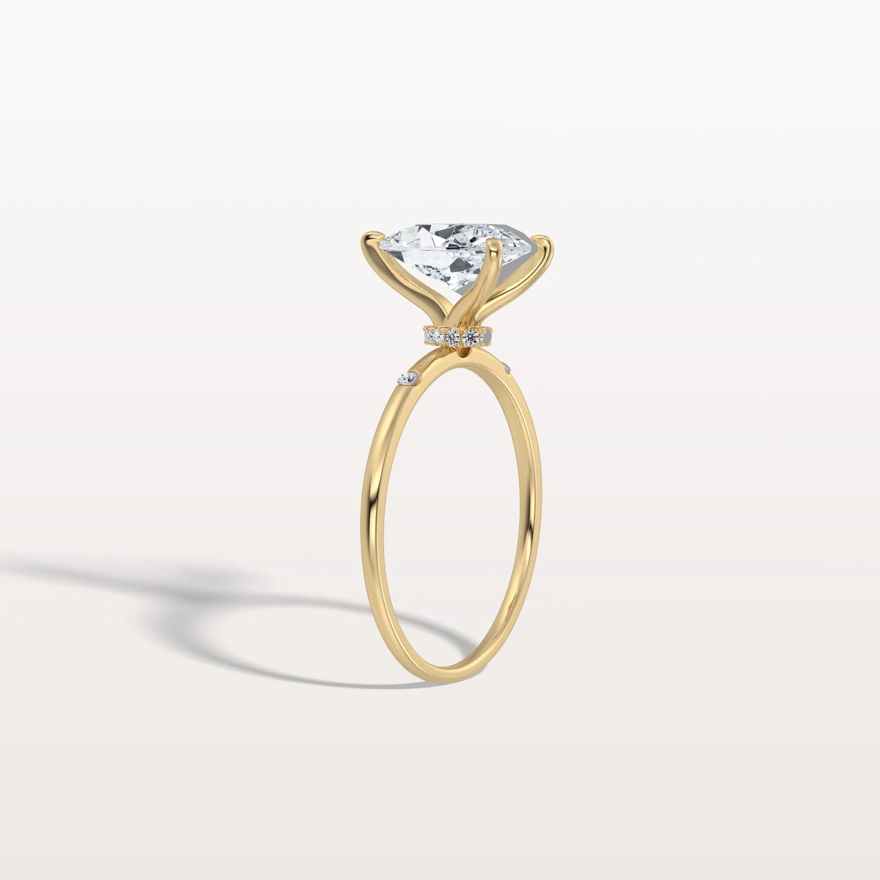 2CT Lab Grown Pear Engagement Ring with Hidden Halo - Rings