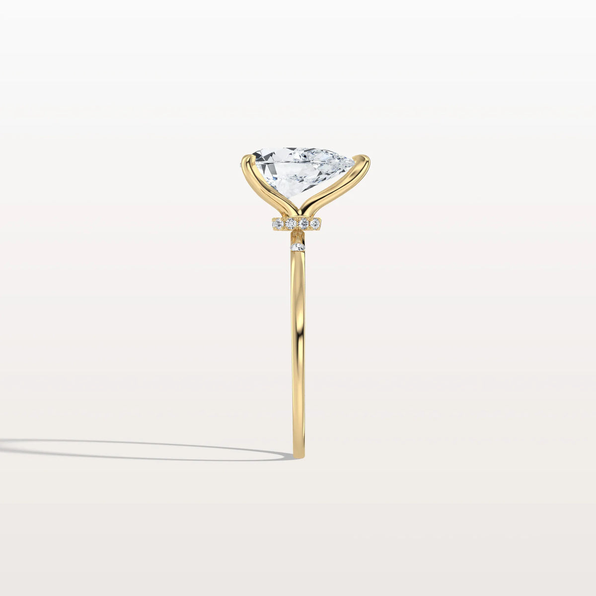 2CT Lab Grown Pear Engagement Ring with Hidden Halo - Rings