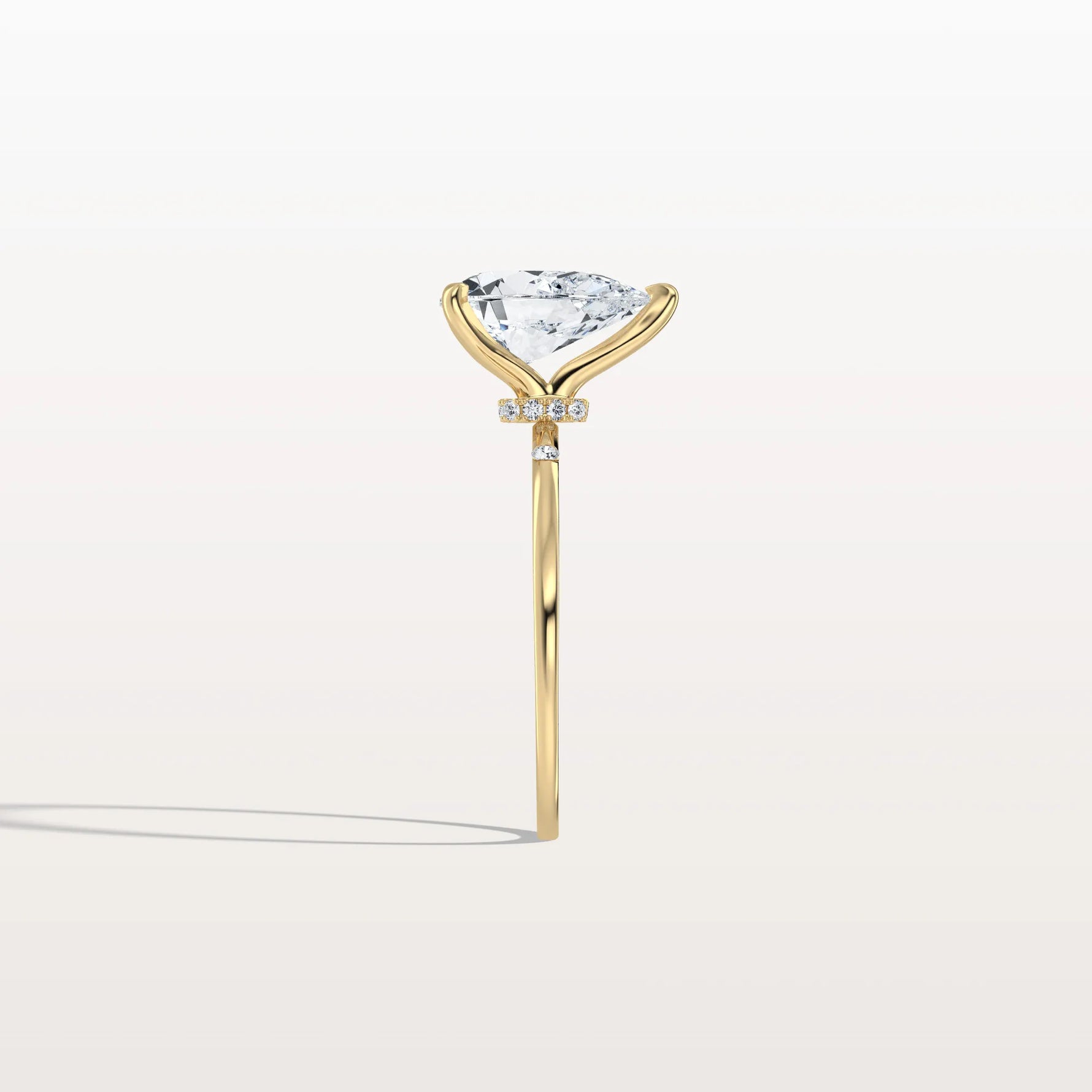 2CT Lab Grown Pear Engagement Ring with Hidden Halo - Rings