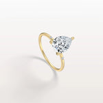 2CT Lab Grown Pear Engagement Ring with Hidden Halo - Rings