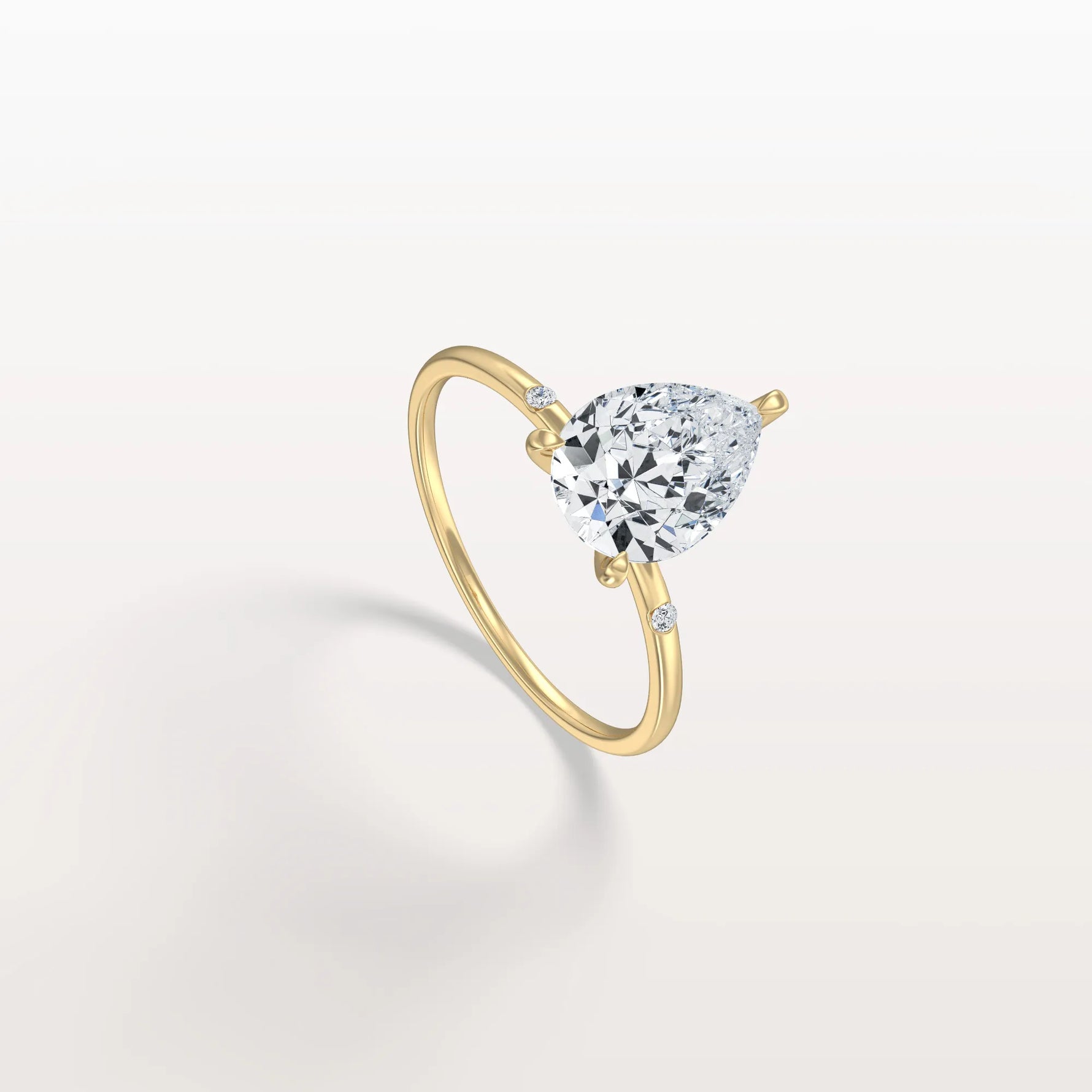 2CT Lab Grown Pear Engagement Ring with Hidden Halo - Rings