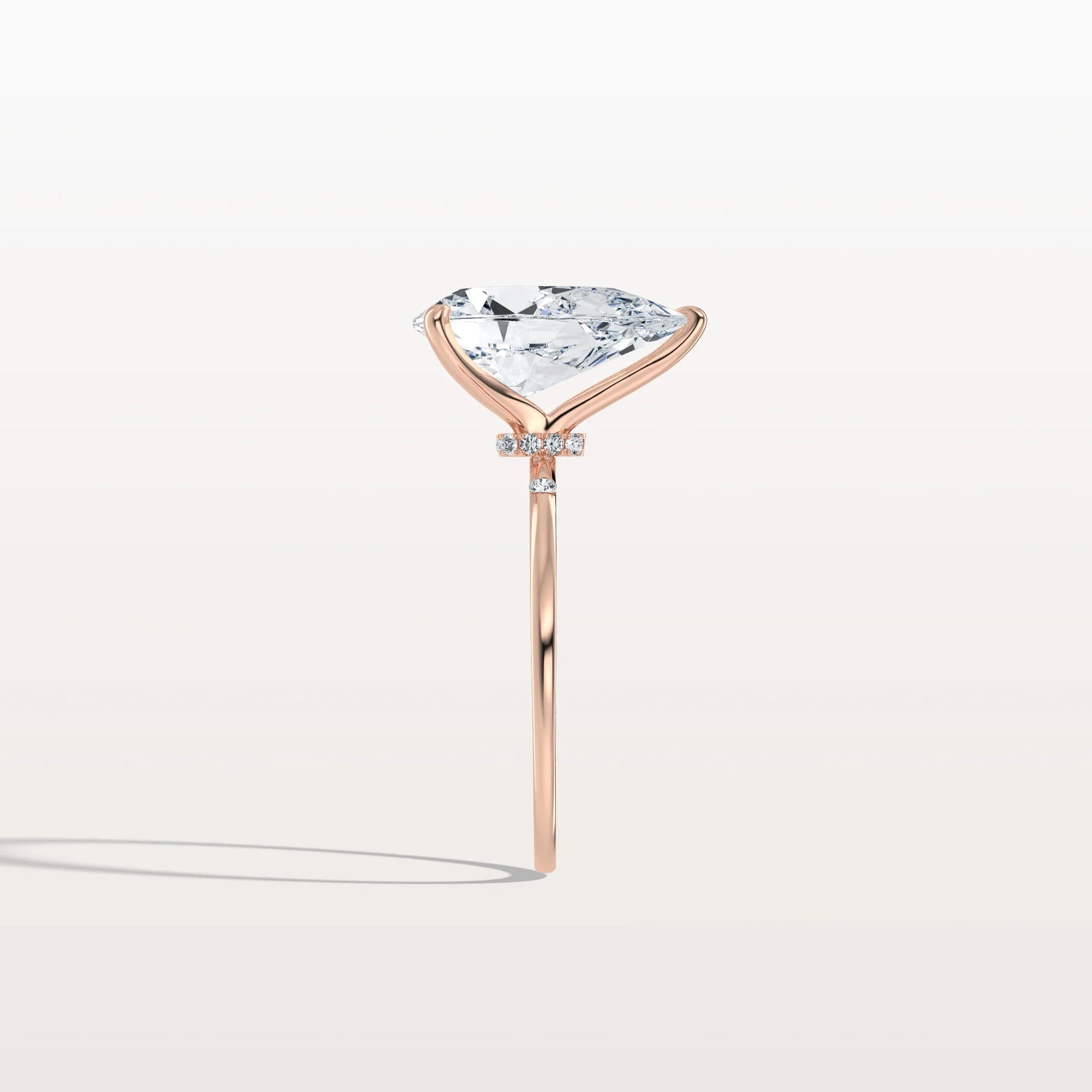 3CT Lab Grown Pear Engagement Ring with Hidden Halo - Rings