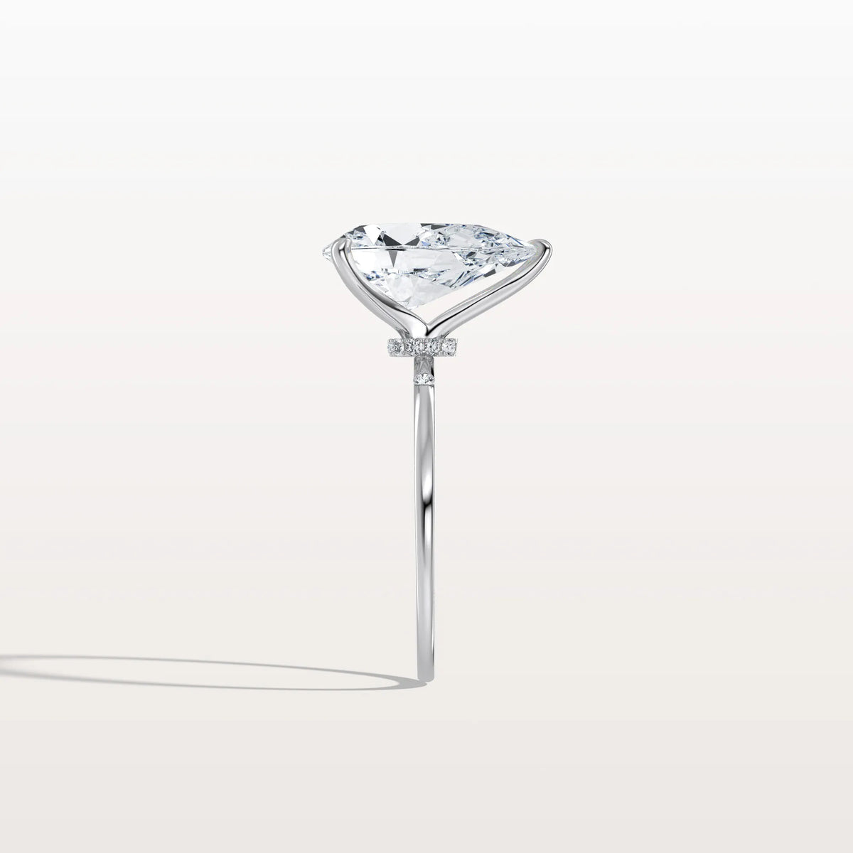 3CT Lab Grown Pear Engagement Ring with Hidden Halo - Rings